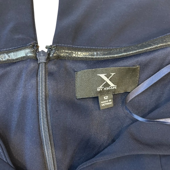 Xscape blue floral off shoulder full length formal gown size 12 wedding gala - Picture 6 of 13